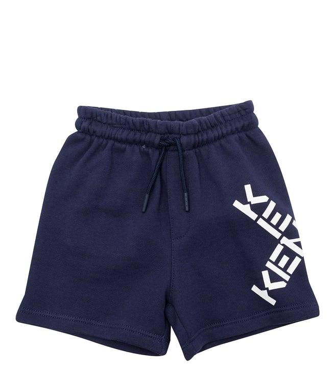 kenzo kids navy logo regular fit bermuda shorts