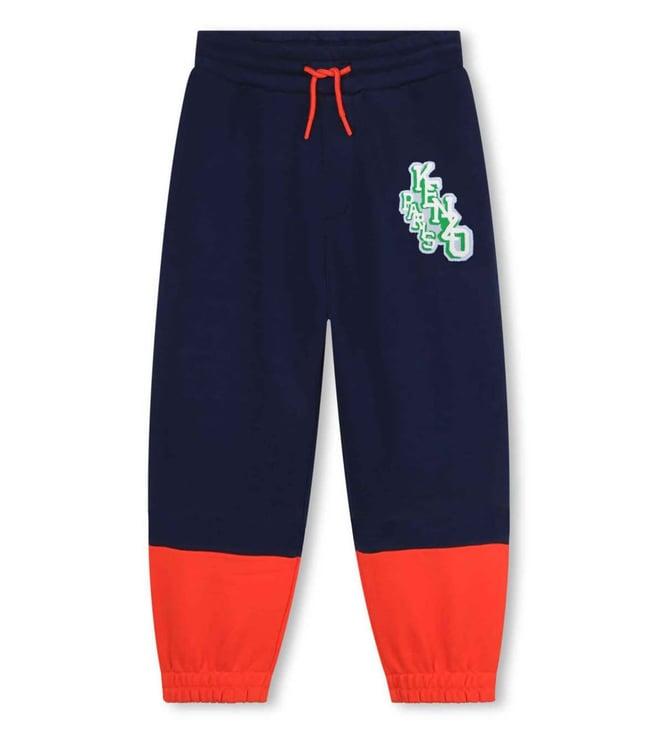 kenzo kids navy logo regular fit joggers