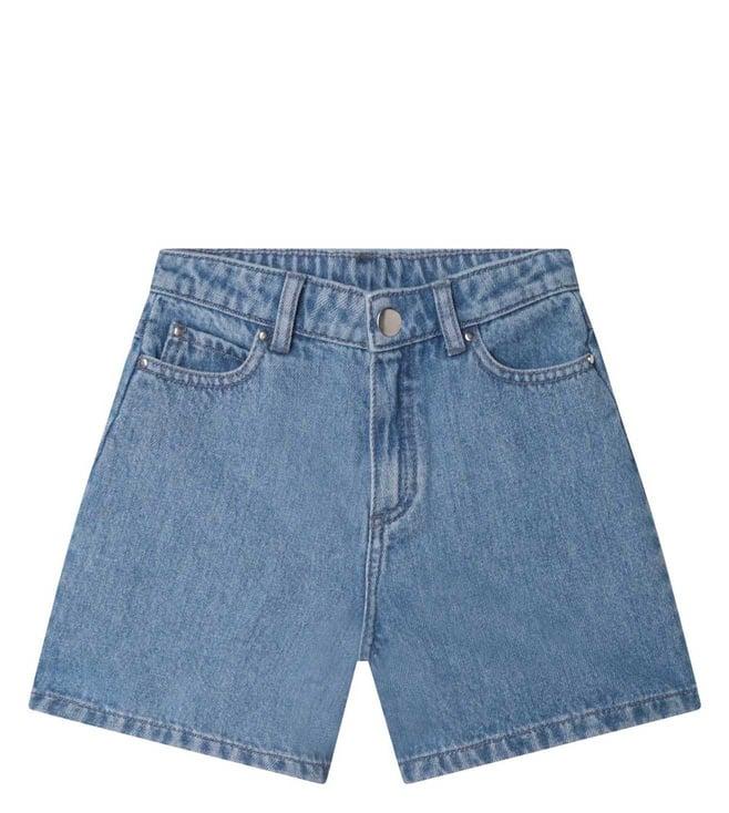 kenzo kids pale blue regular fit denim shorts