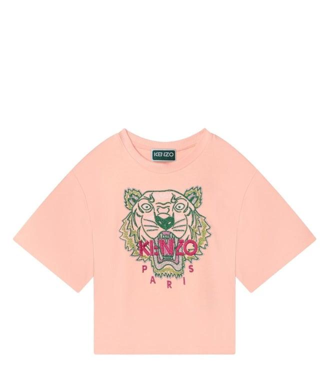 kenzo kids pale pink logo regular fit t-shirt