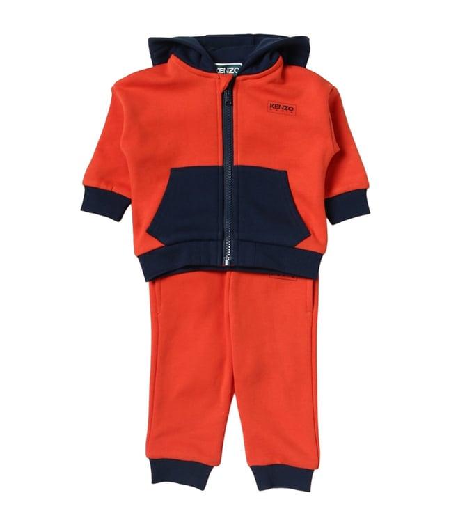 kenzo kids peach regular fit hoodie & joggers set