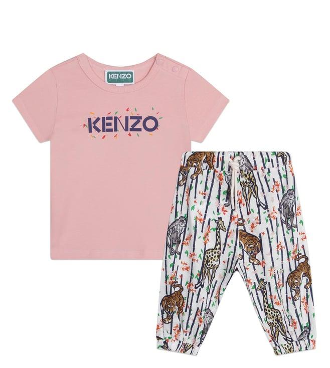 kenzo kids pink logo regular fit t-shirt & joggers set