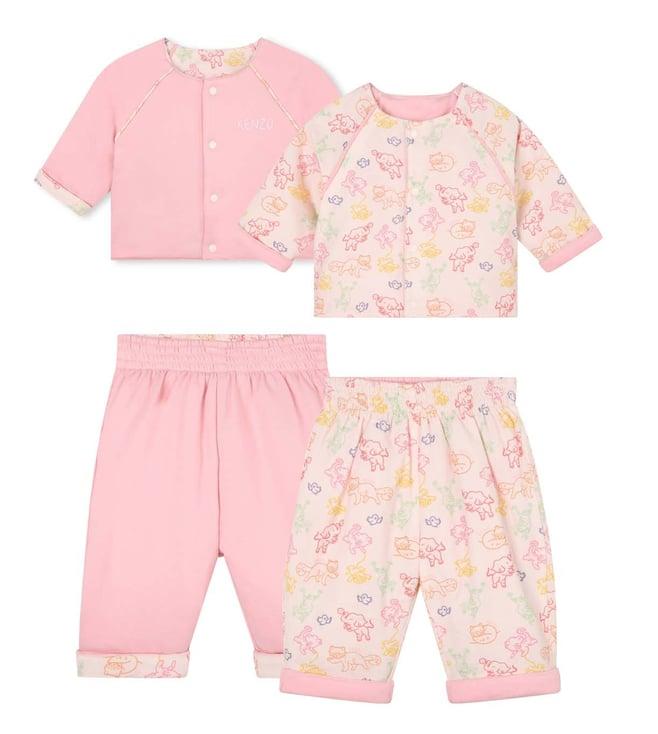 kenzo kids pink printed regular fit cardigan set