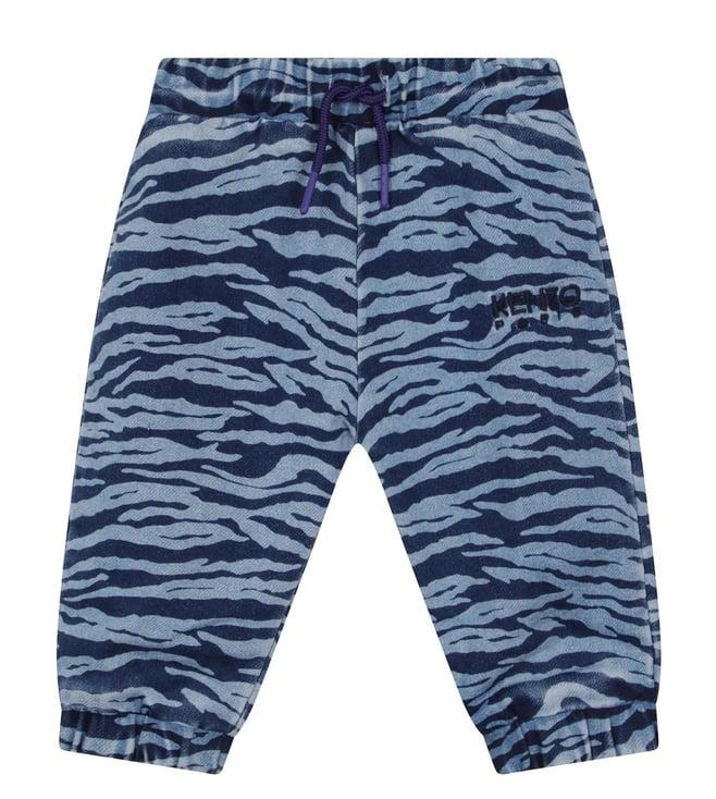 kenzo kids slate blue printed regular fit joggers