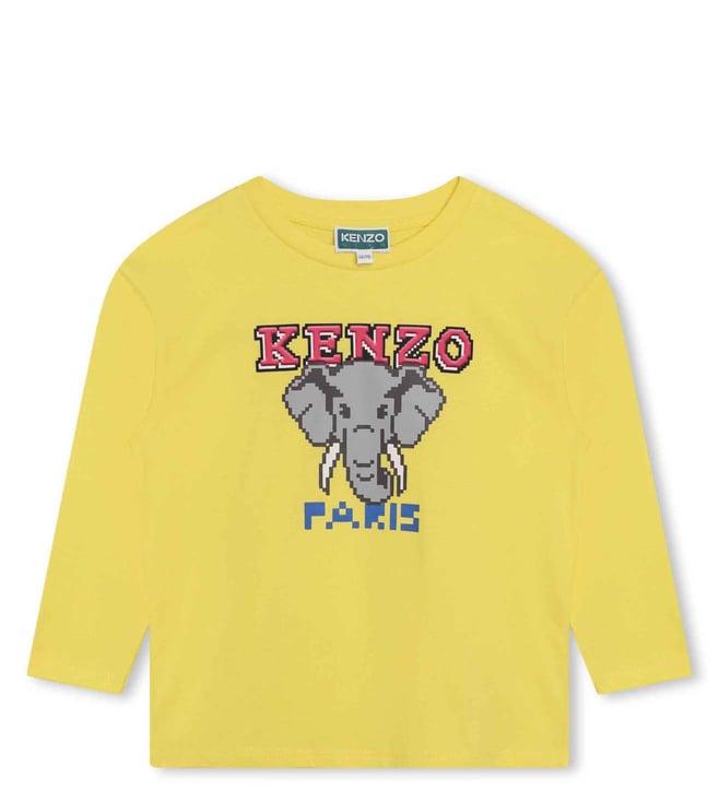 kenzo kids straw yellow logo regular fit t-shirt