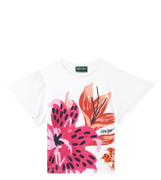 kenzo kids white floral print regular fit t-shirt