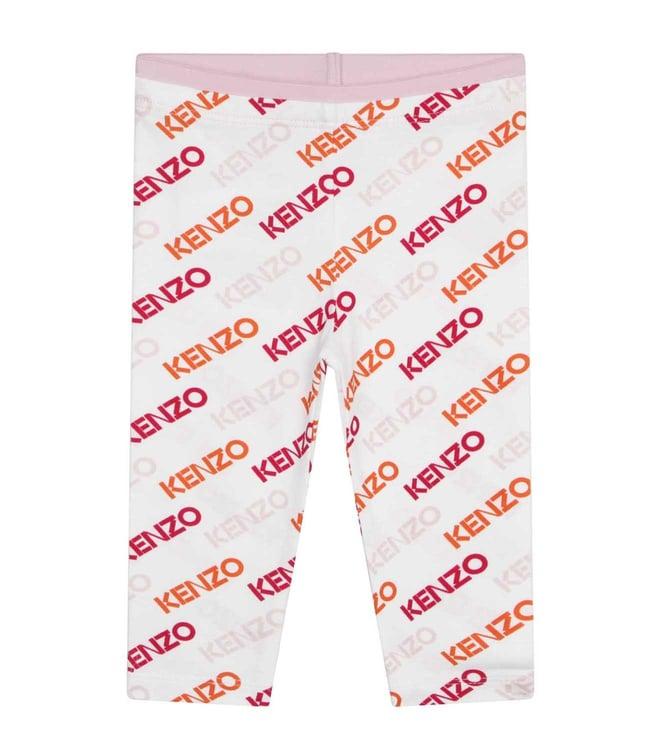 kenzo kids white logo regular fit leggings