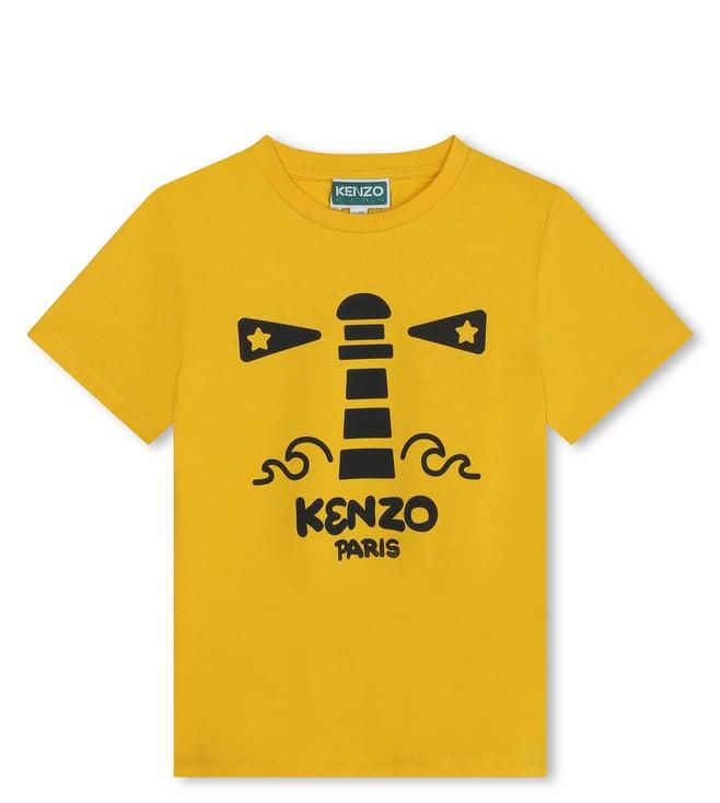 kenzo kids yellow logo regular fit t-shirt