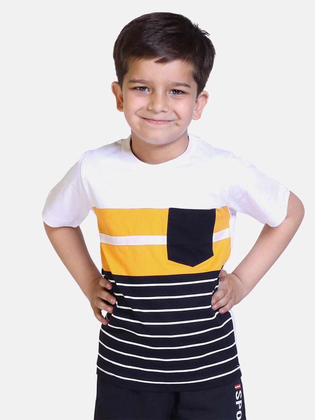 kepa boys white & yellow striped t-shirt