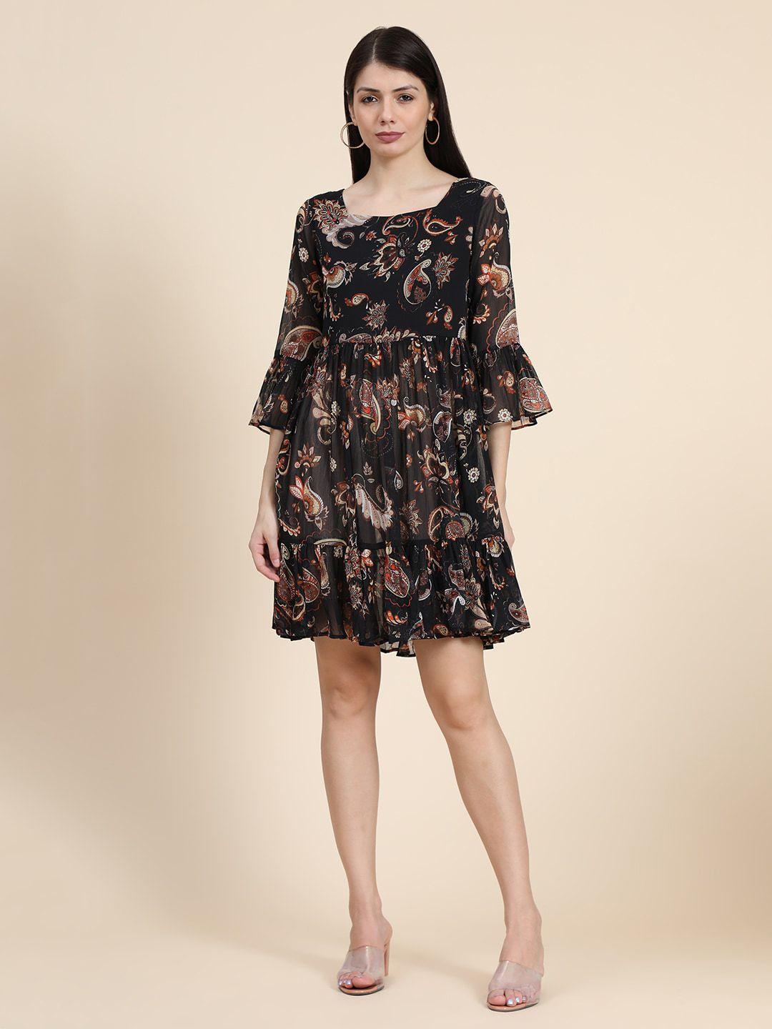 keri perry black floral chiffon dress