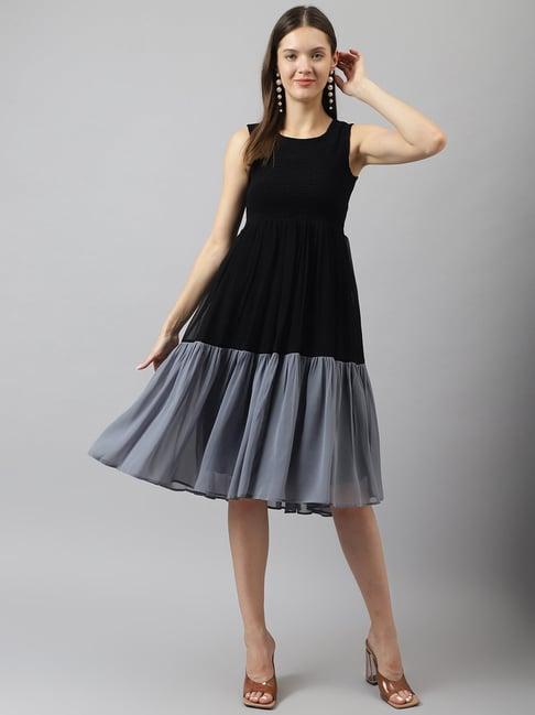 keri perry black fit & flare dress