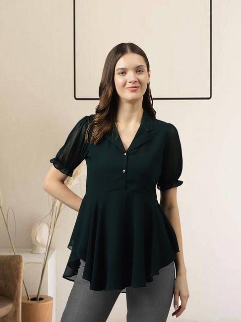 keri perry dark green regular fit top