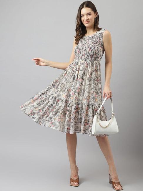 keri perry multicolor floral print fit & flare dress