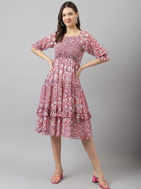 keri perry multicolor floral print fit & flare dress