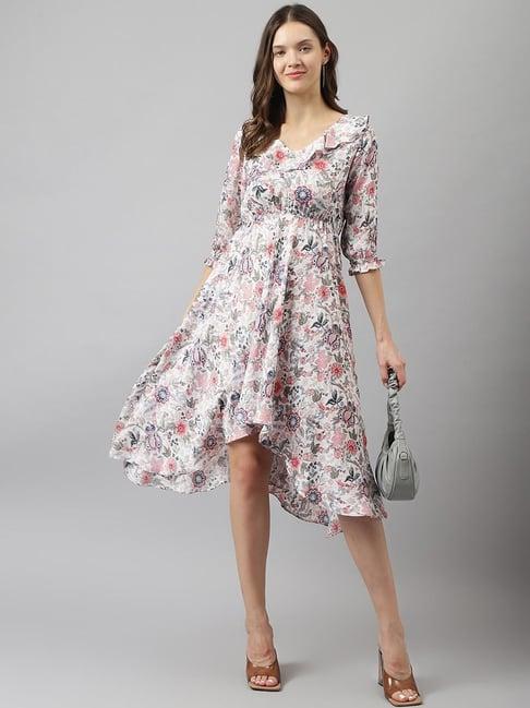 keri perry multicolor floral print high-low dress