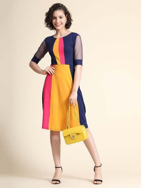keri perry multicolor regular fit a line dress