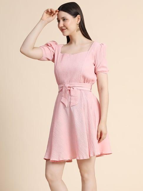 keri perry peach fit & flare dress