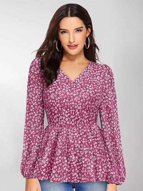 keri perry pink floral print top