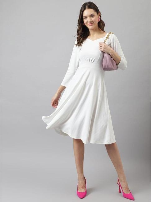 keri perry white fit & flare dress