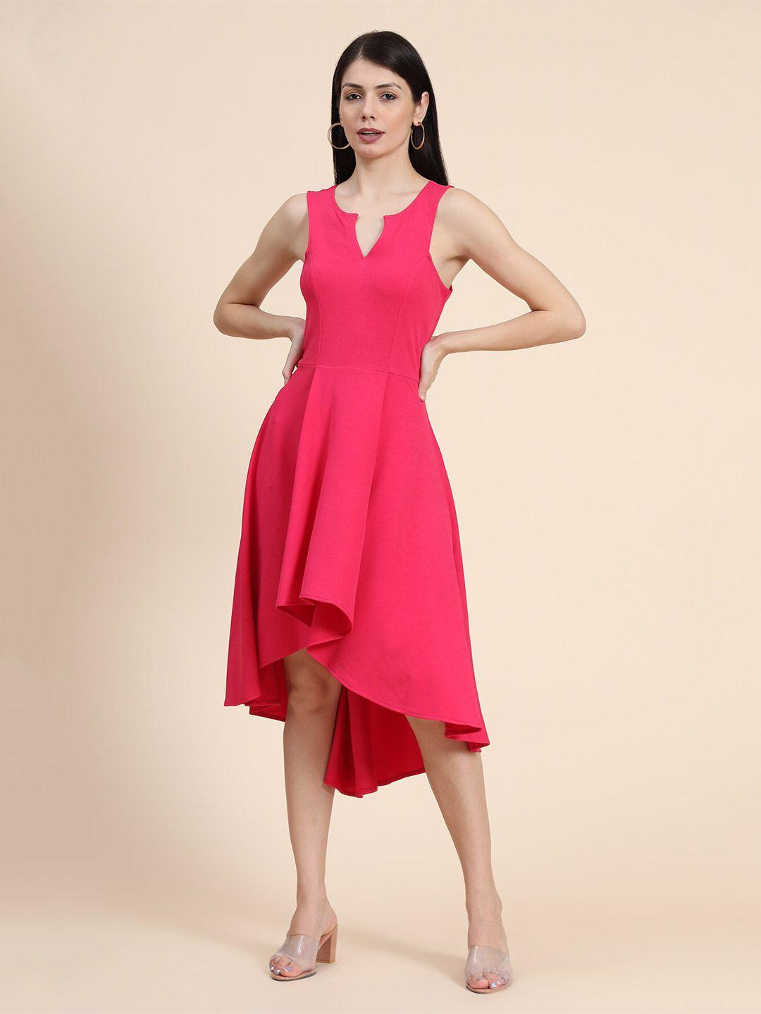 keri perry women pink solid high low dress