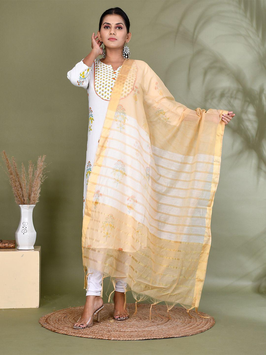 kesarya striped organza dupatta