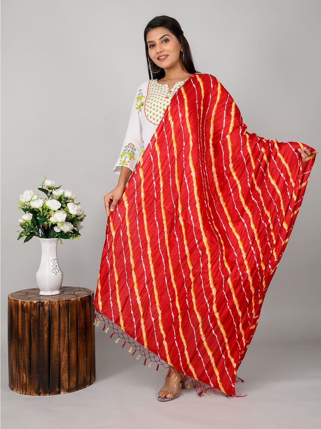 kesarya striped pure silk leheriya dupatta