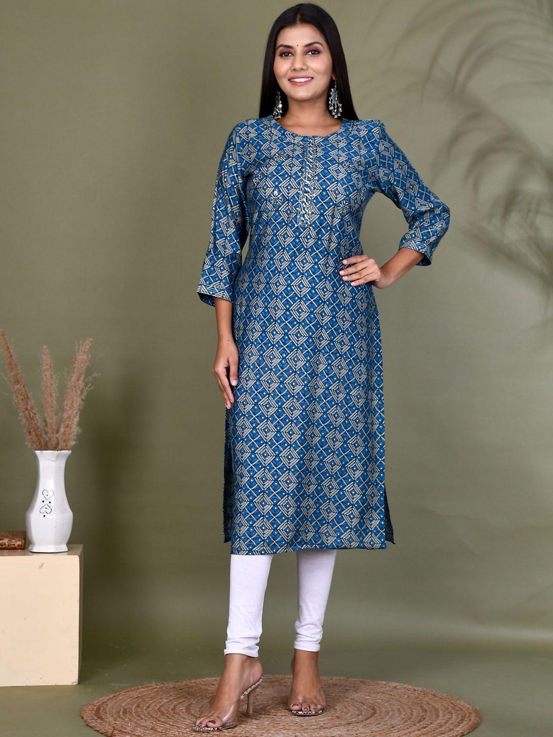 kesarya women ethnic motifs printed block print kurta