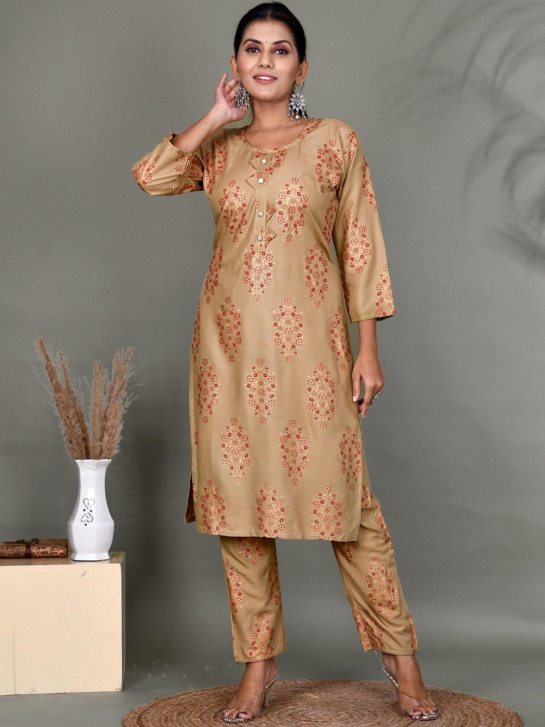 kesarya women ethnic motifs printed kurta with trousers