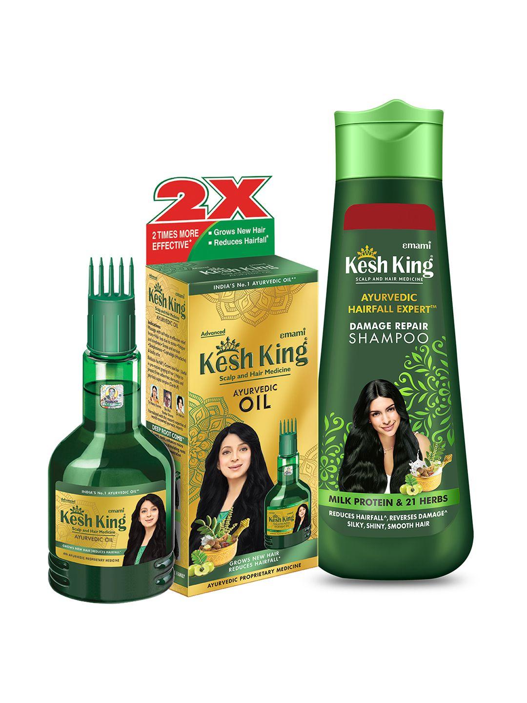 kesh king set of ayurvedic oil 300 ml & damage repair shampoo 340 ml