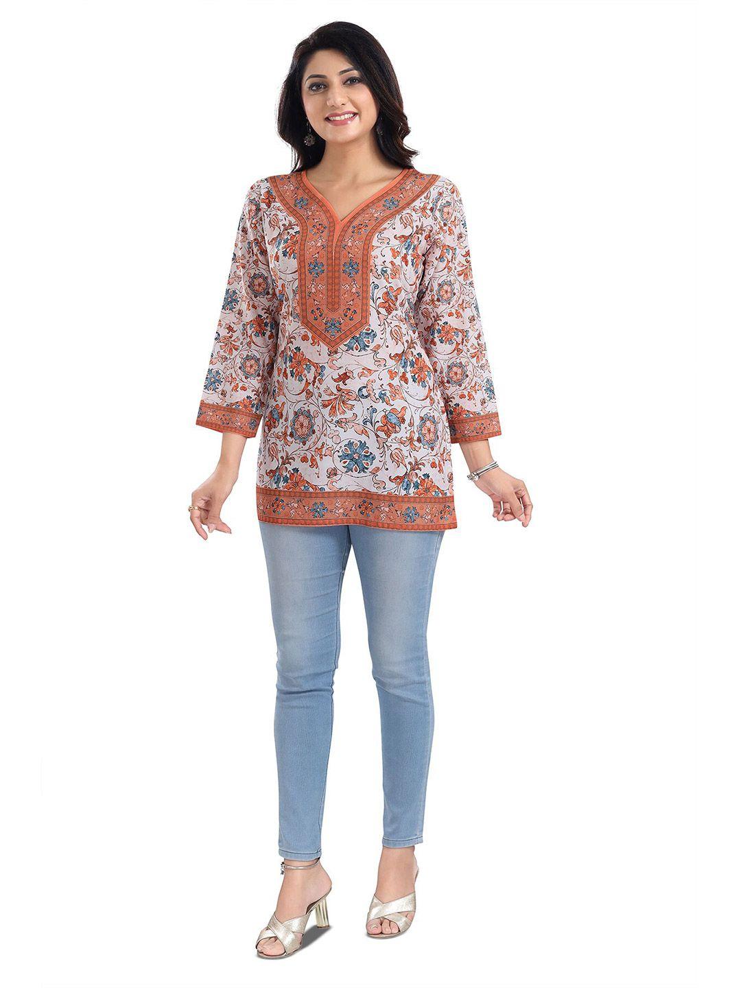 keshubaba floral printed pure crepe kurti