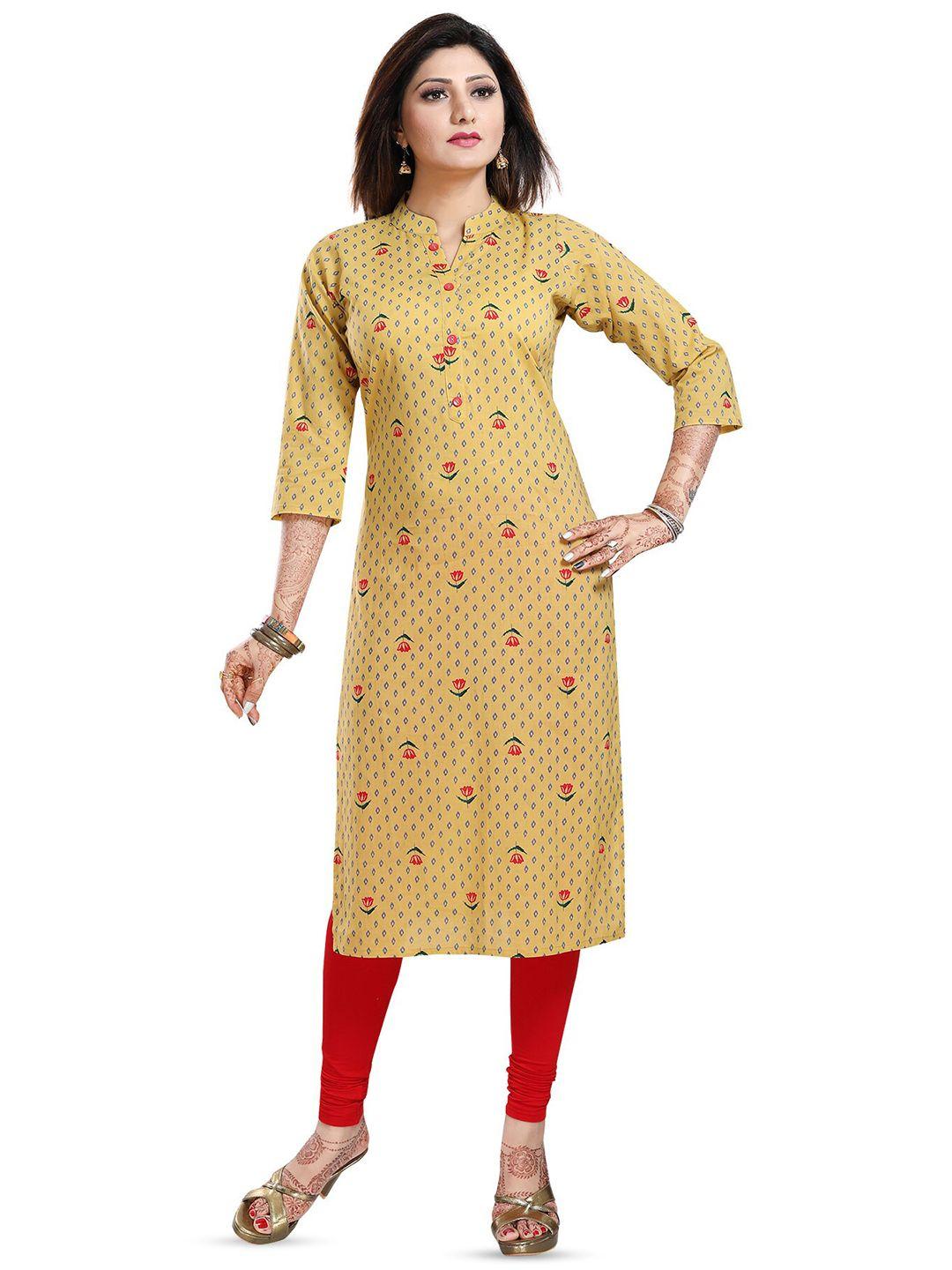 keshubaba floral printed mandarin collar straight kurta