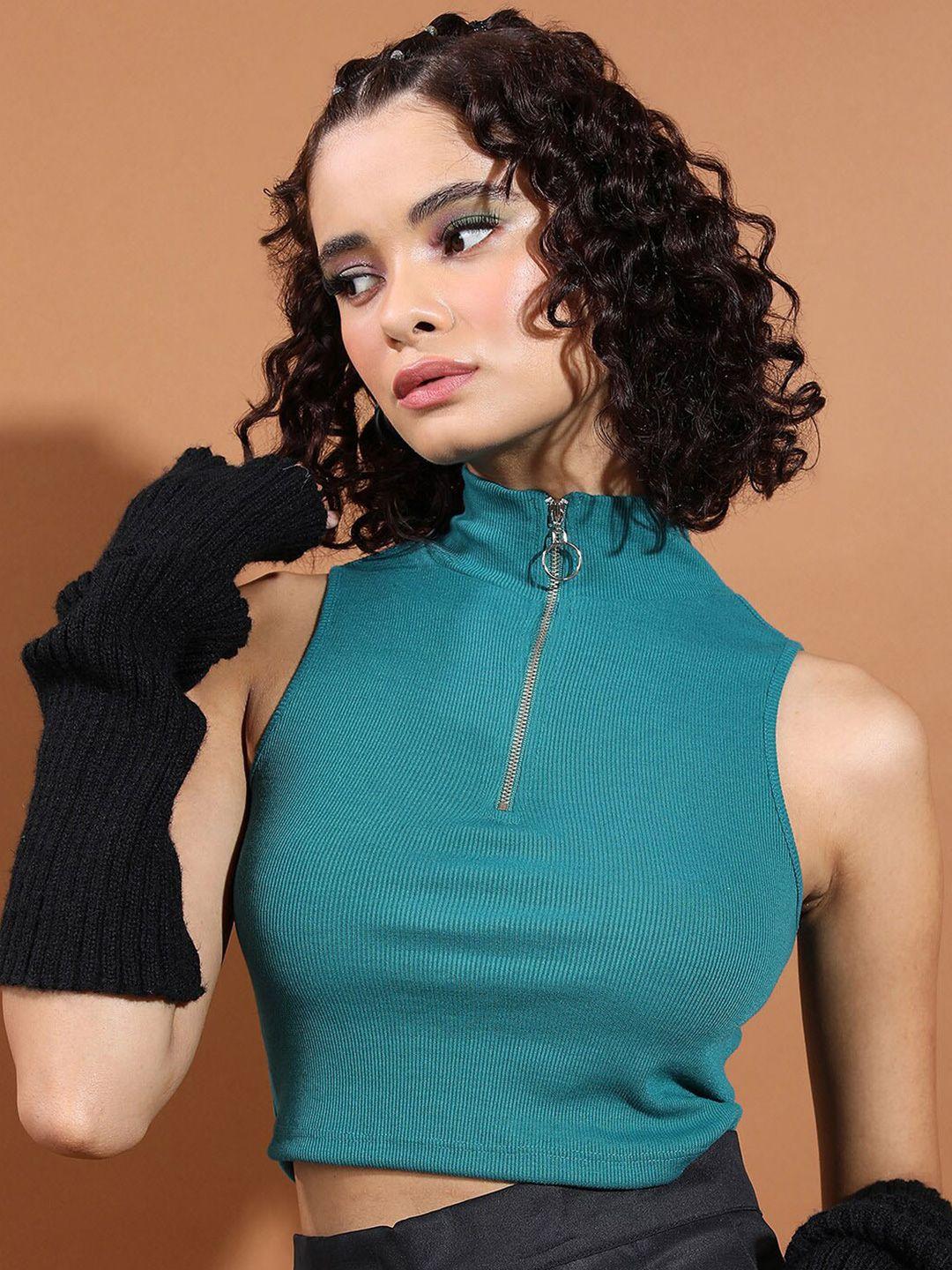 ketch high neck fitted crop top