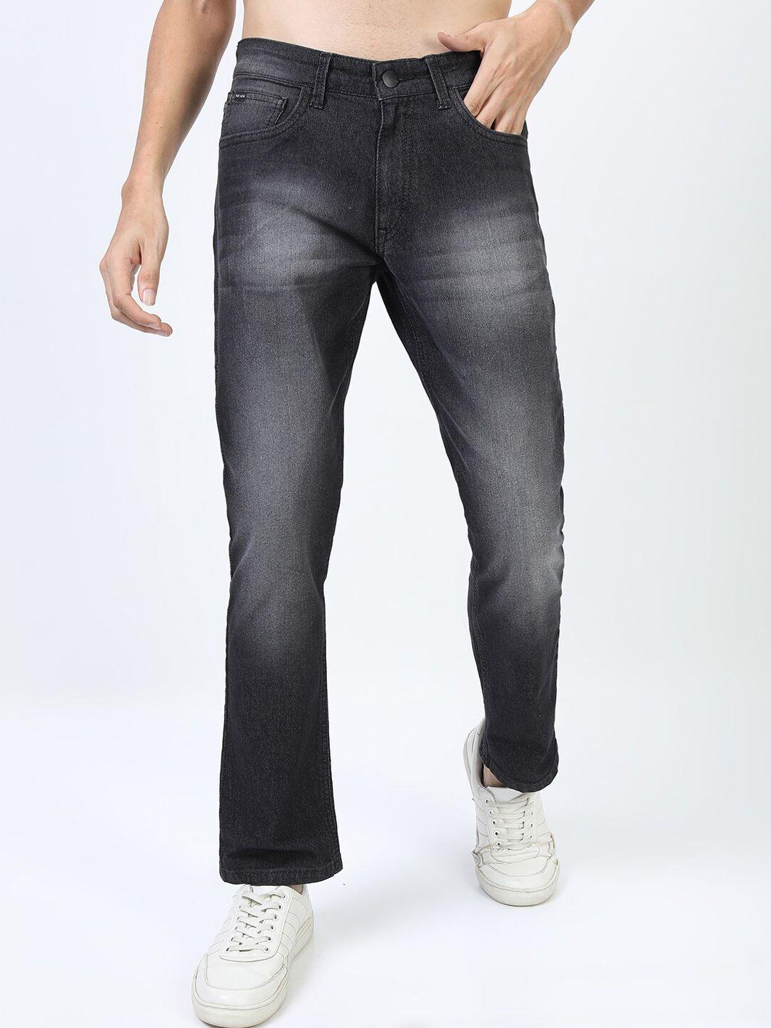 ketch men black straight fit heavy fade stretchable jeans