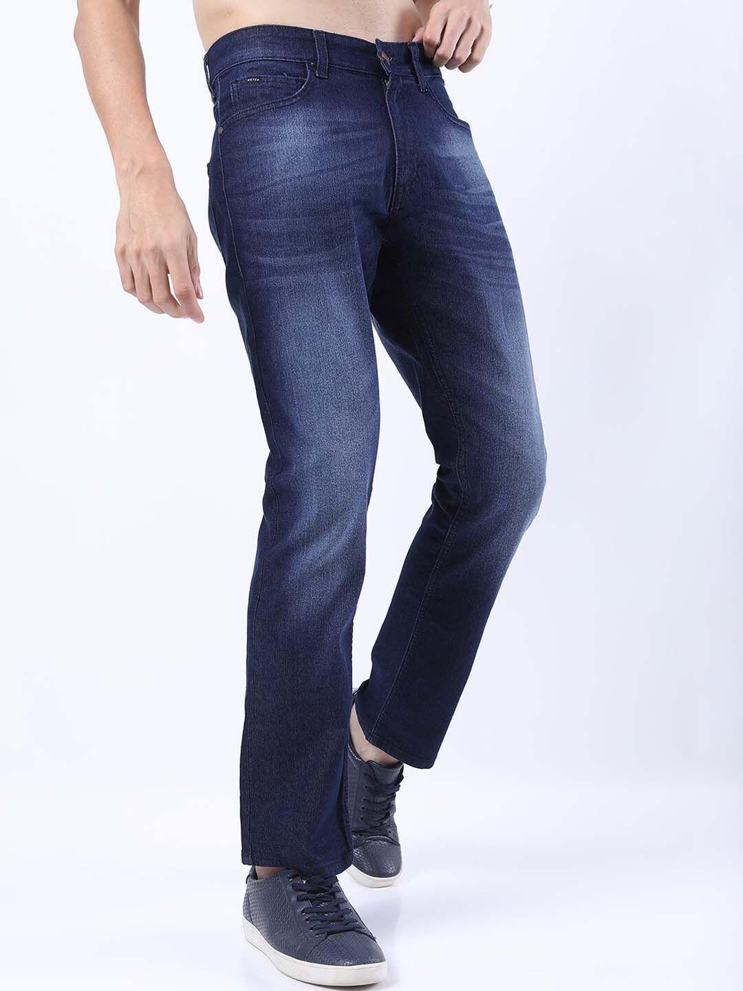 ketch men blue straight fit light fade stretchable jeans