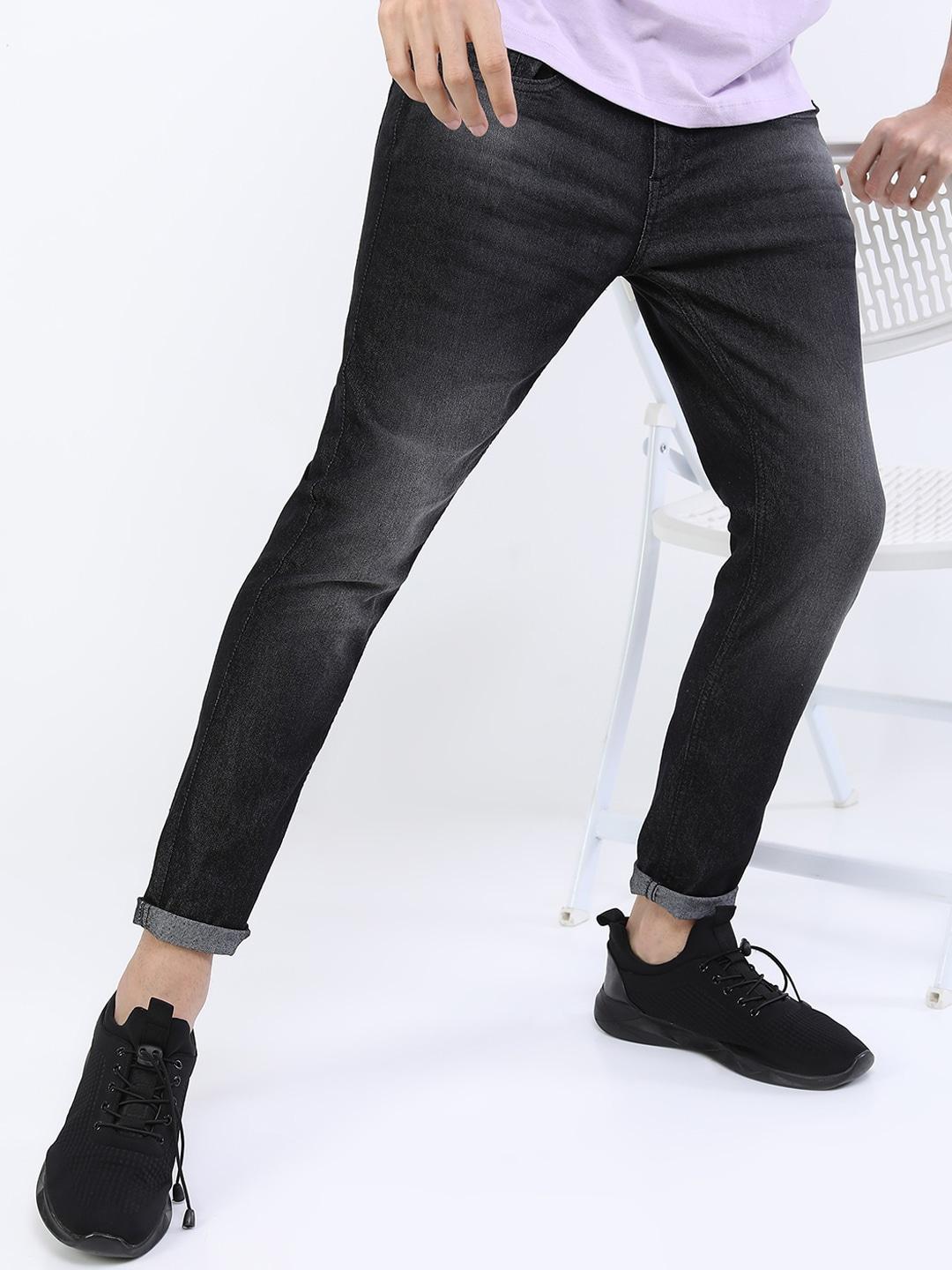 ketch men charcoal skinny fit clean look stretchable jeans