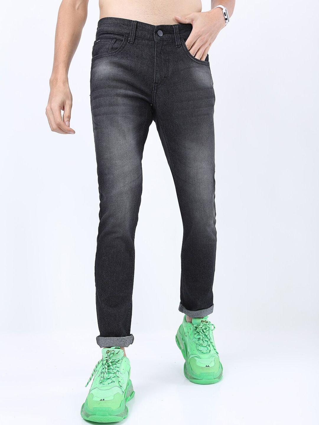 ketch men charcoal slim fit heavy fade stretchable jeans