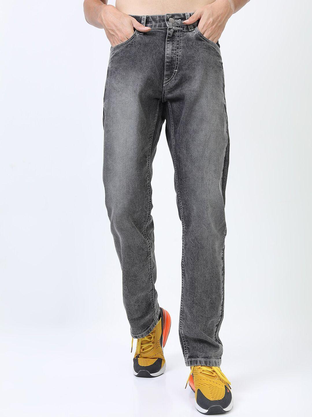 ketch men grey straight fit clean look heavy fade stretchable jeans