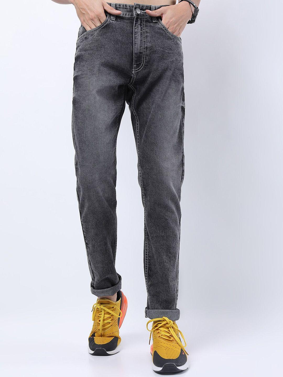 ketch men grey tapered fit clean look light fade stretchable jeans