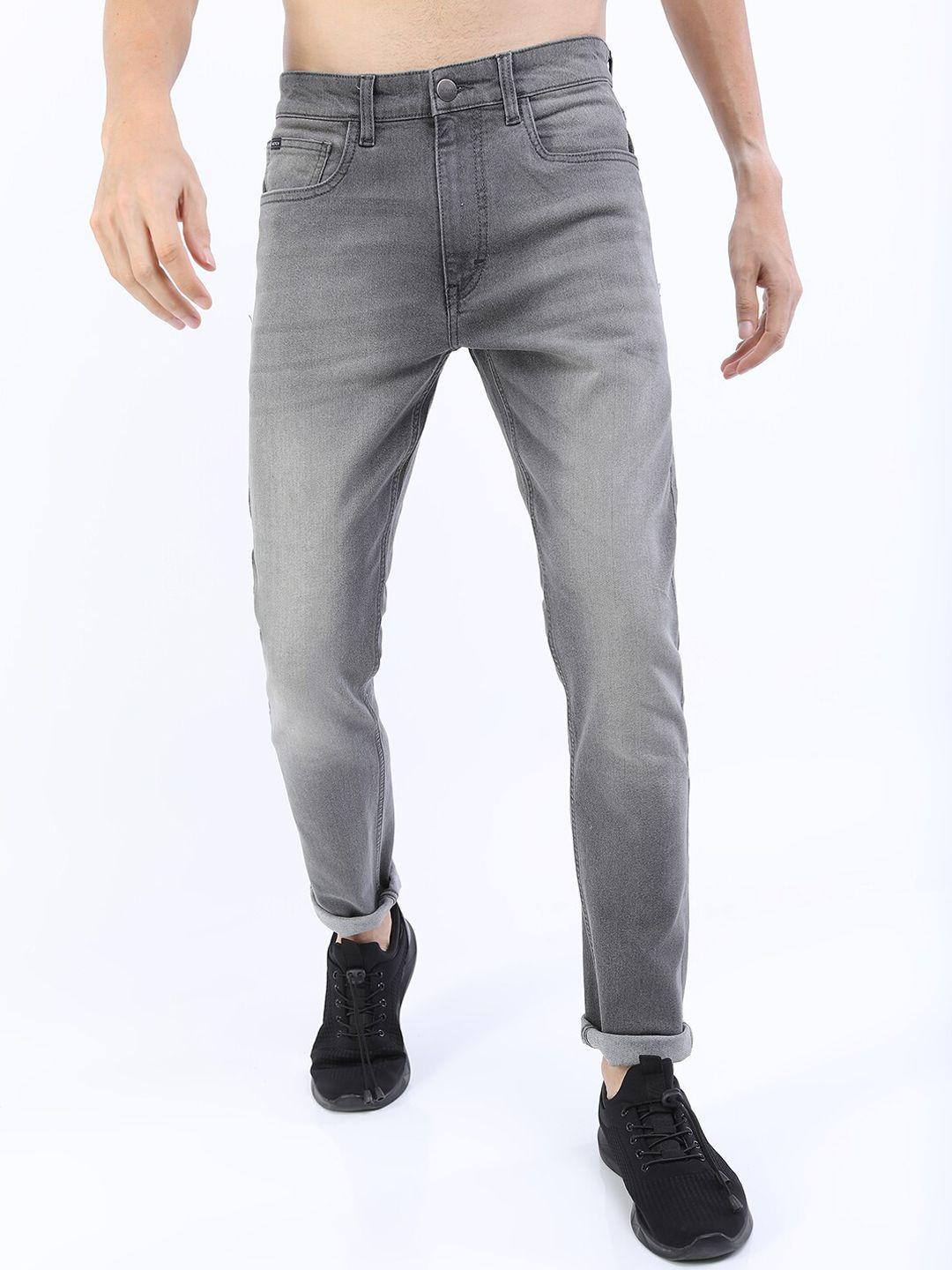 ketch men grey tapered fit heavy fade cotton stretchable jeans