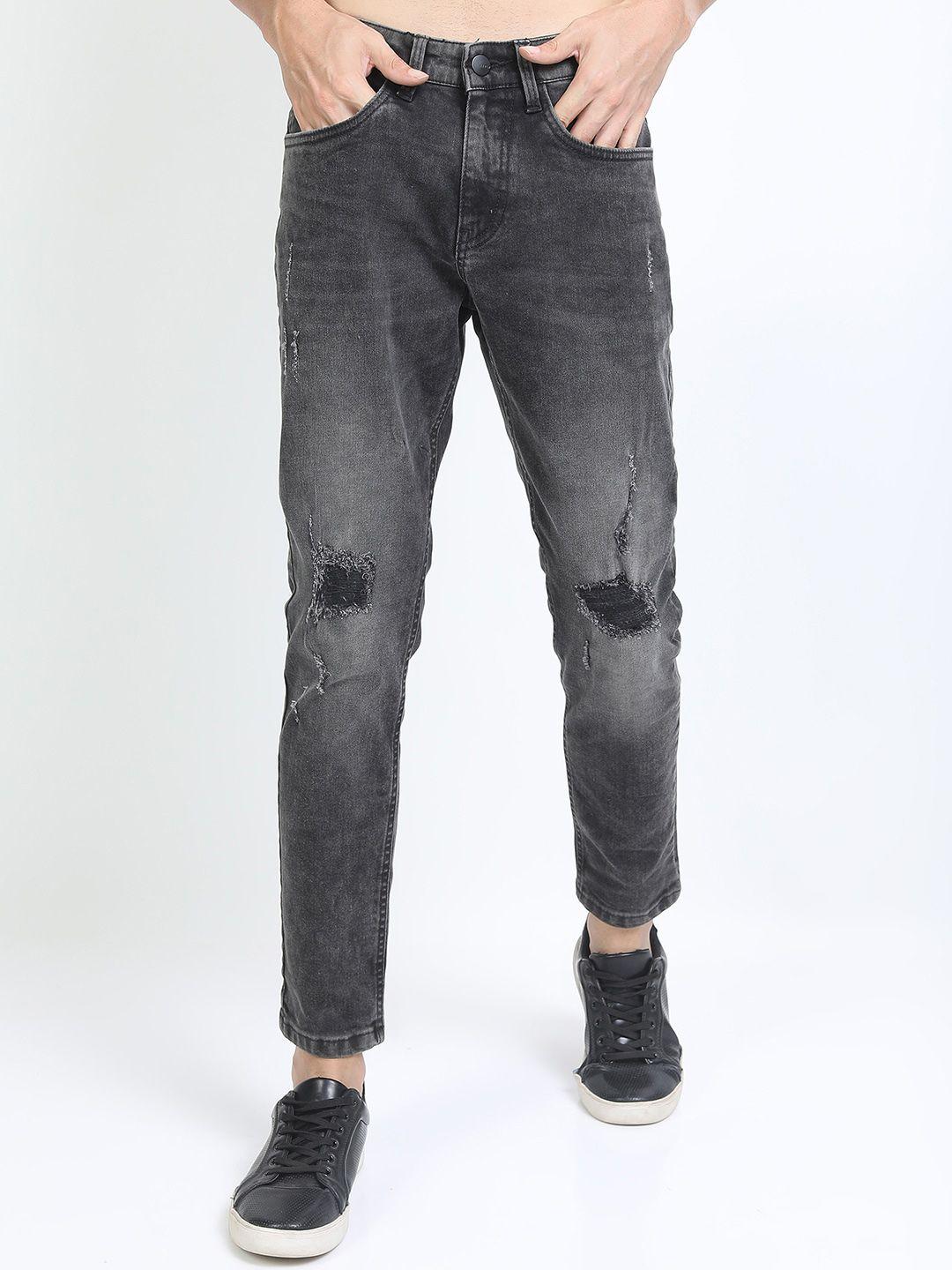 ketch men grey tapered fit high distress heavy fade stretchable jeans