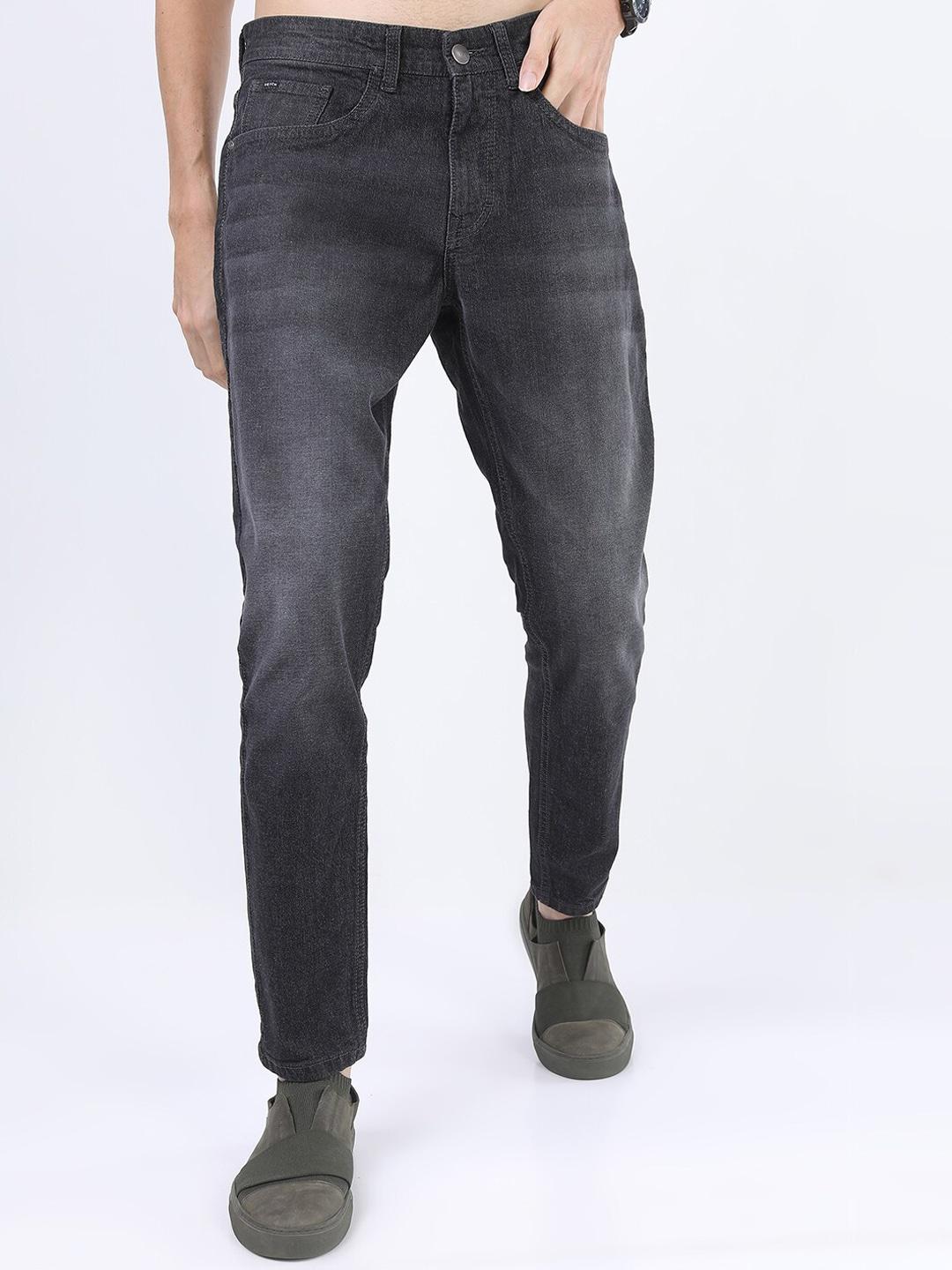 ketch men grey tapered fit light fade stretchable jeans