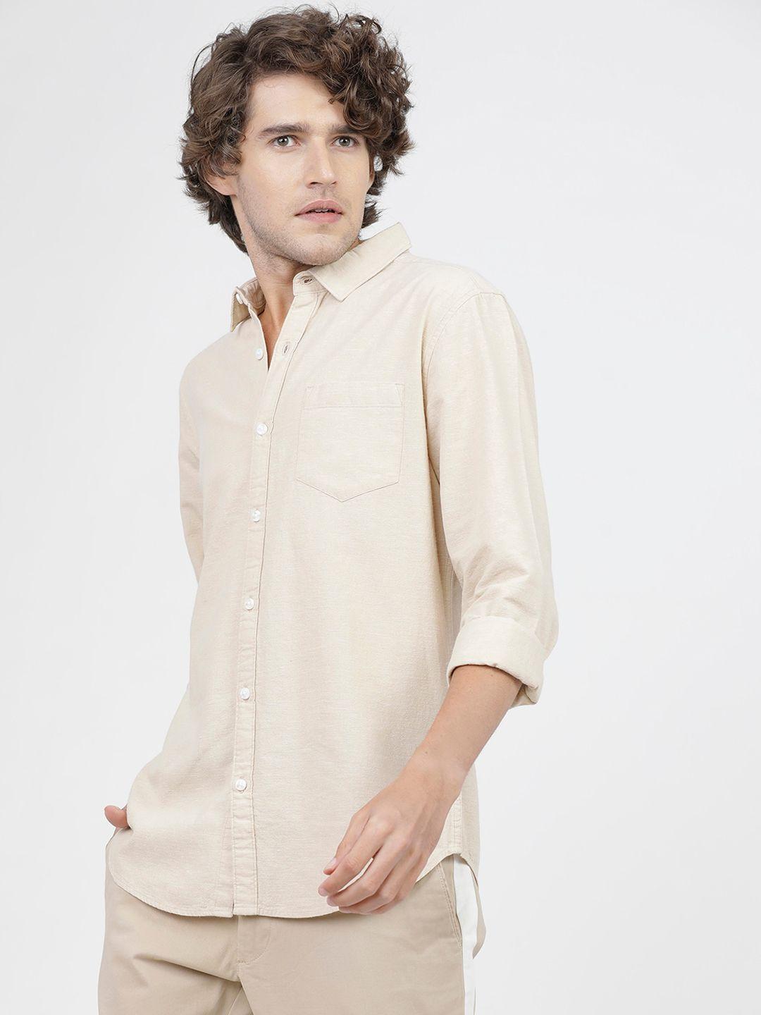 ketch  slim fit cotton linen casual shirt