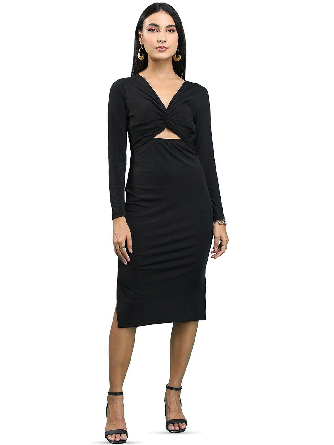 ketch black bodycon midi dress