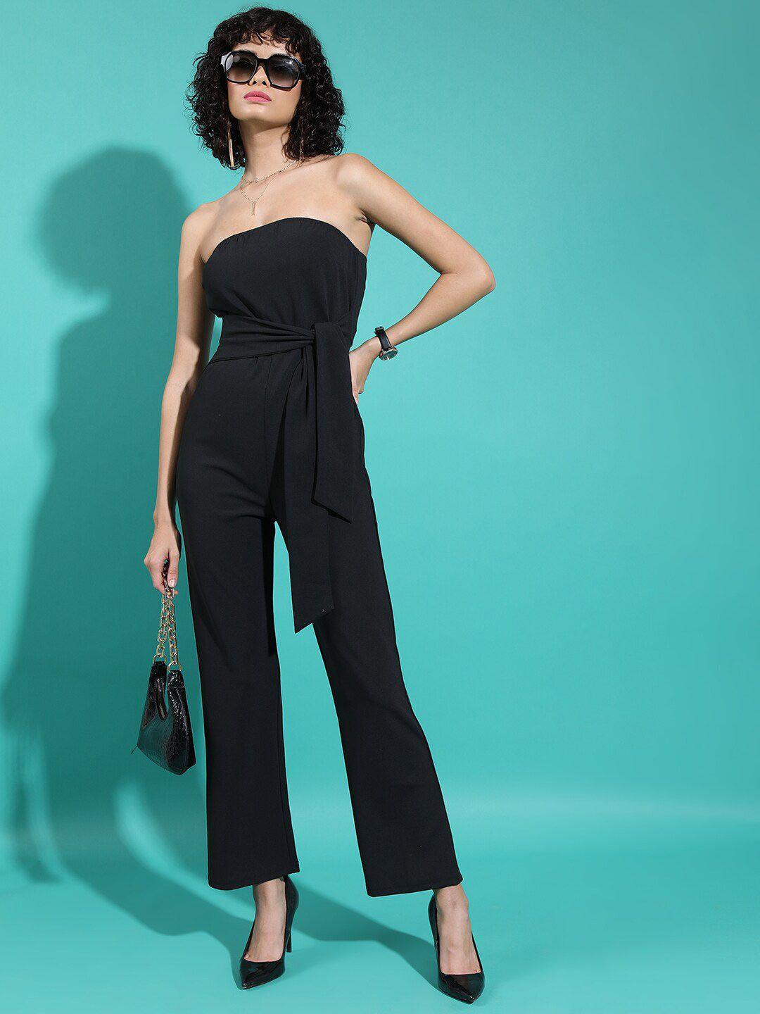 ketch black off-shoulder basic jumpsuit