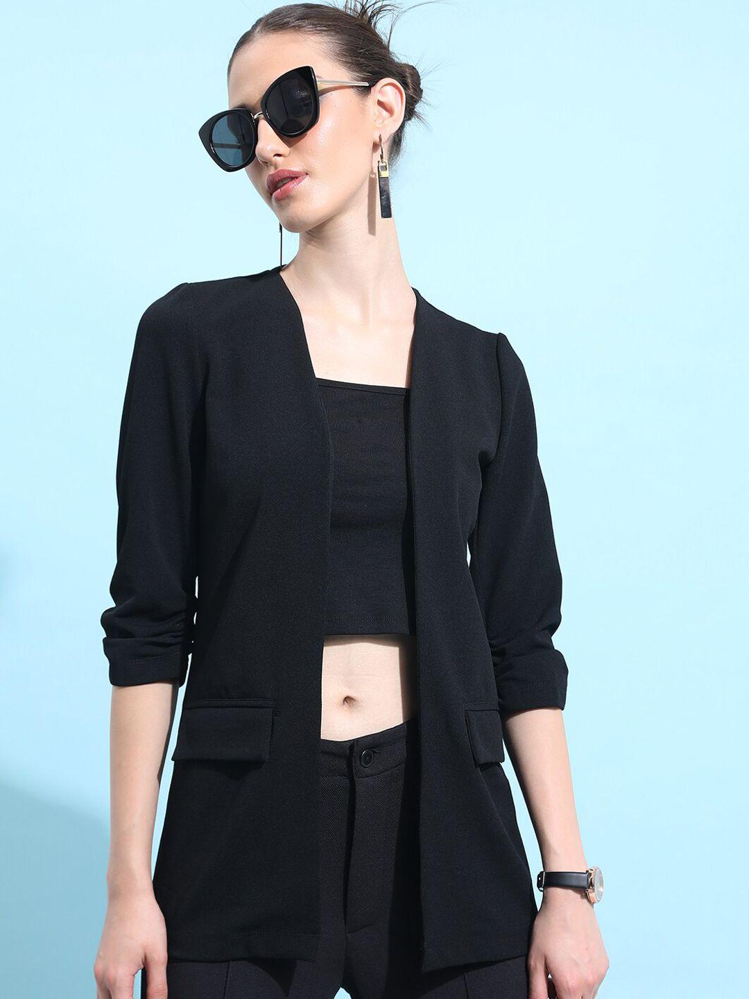 ketch collarless open front casual blazer