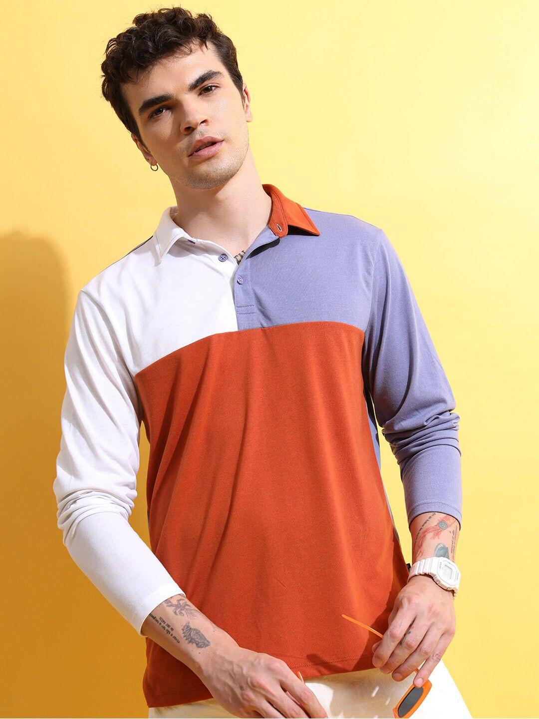 ketch colourblocked polo collar t-shirt