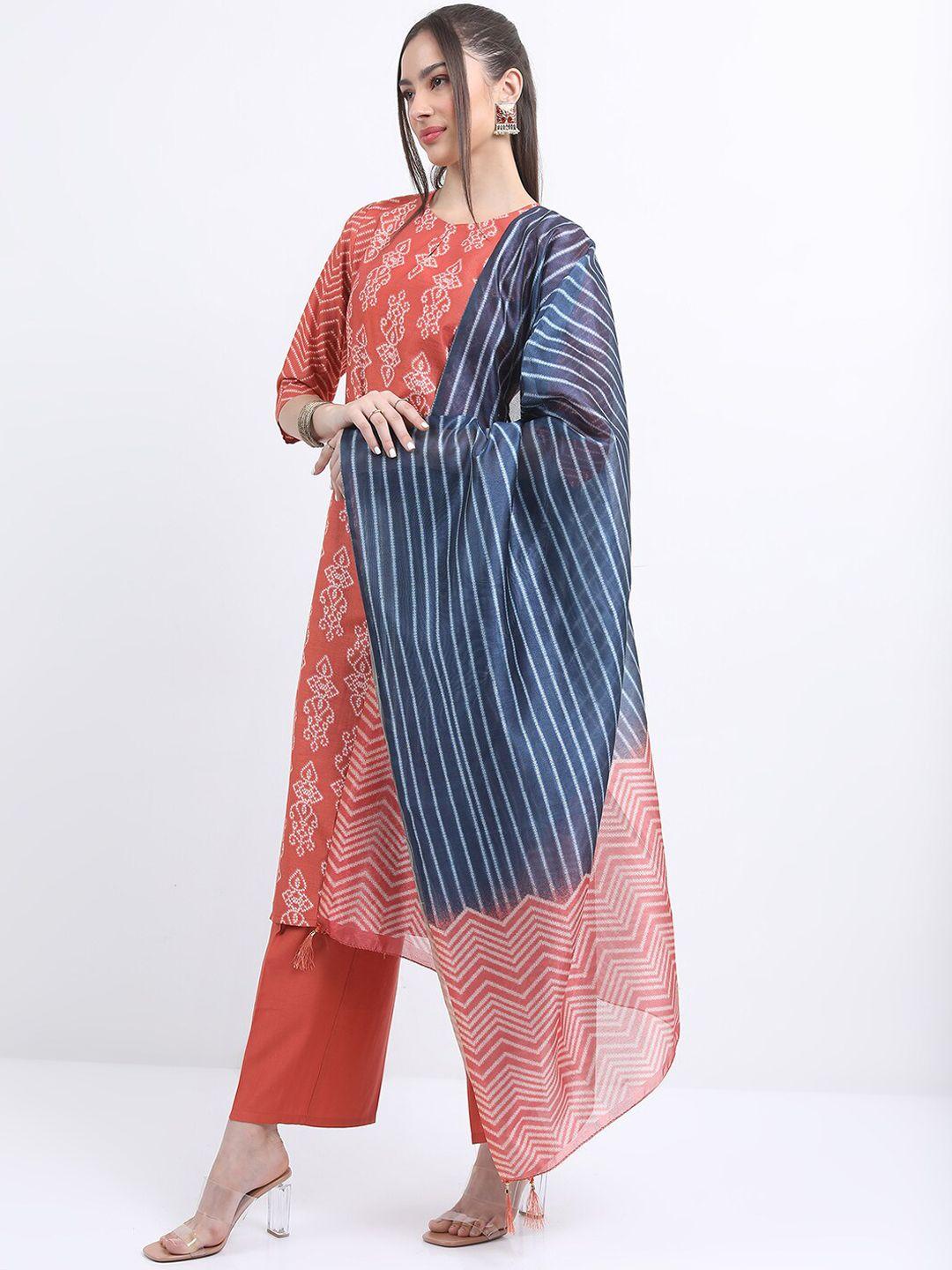 ketch ethnic motifs printed kurta with palazzos & dupatta