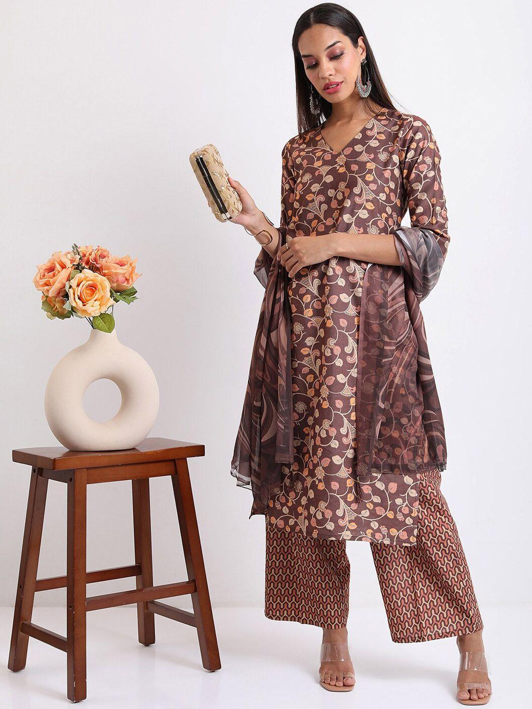 ketch ethnic motifs printed kurta with trousers & dupatta