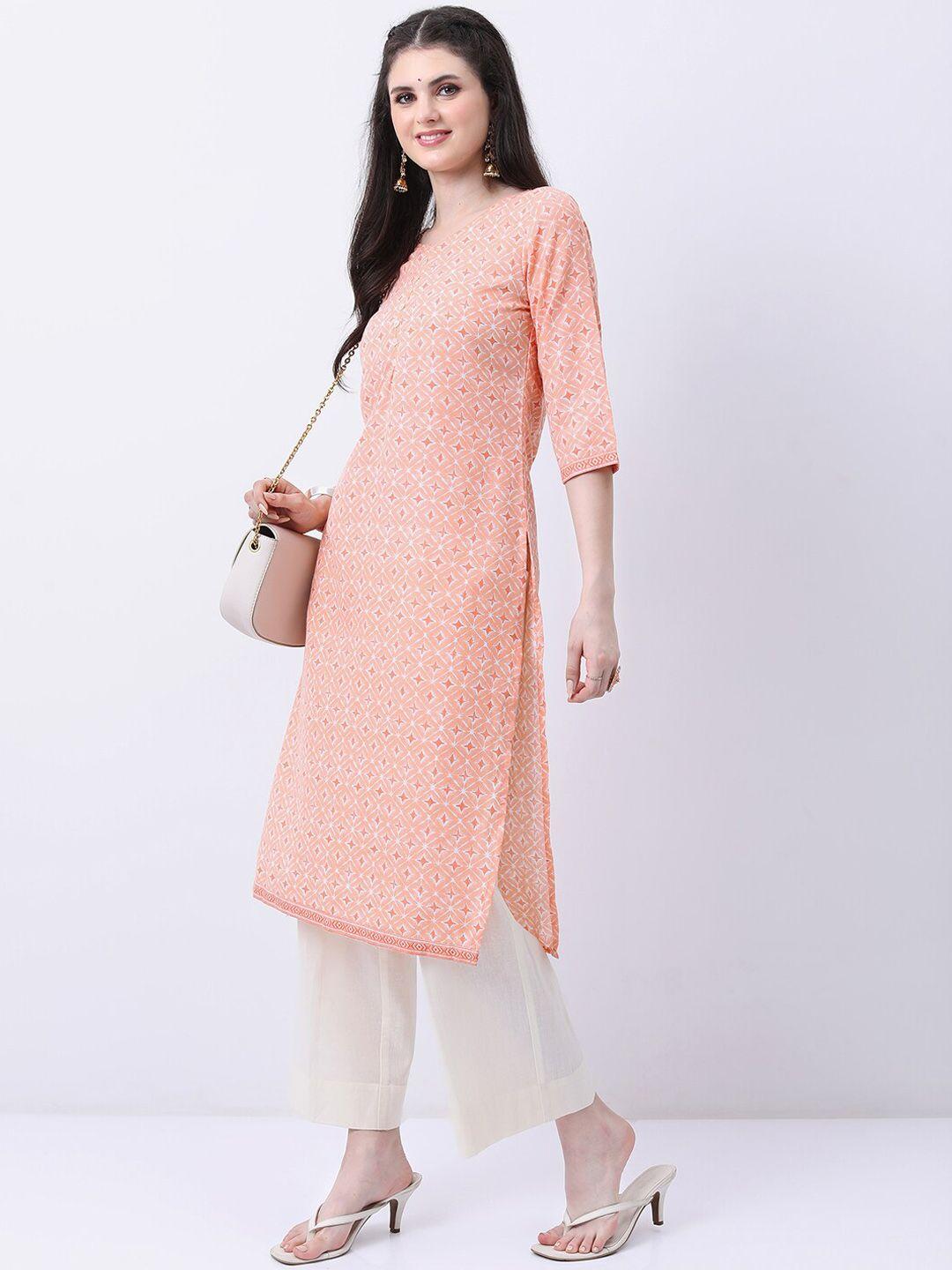 ketch geometric printed straight kurta