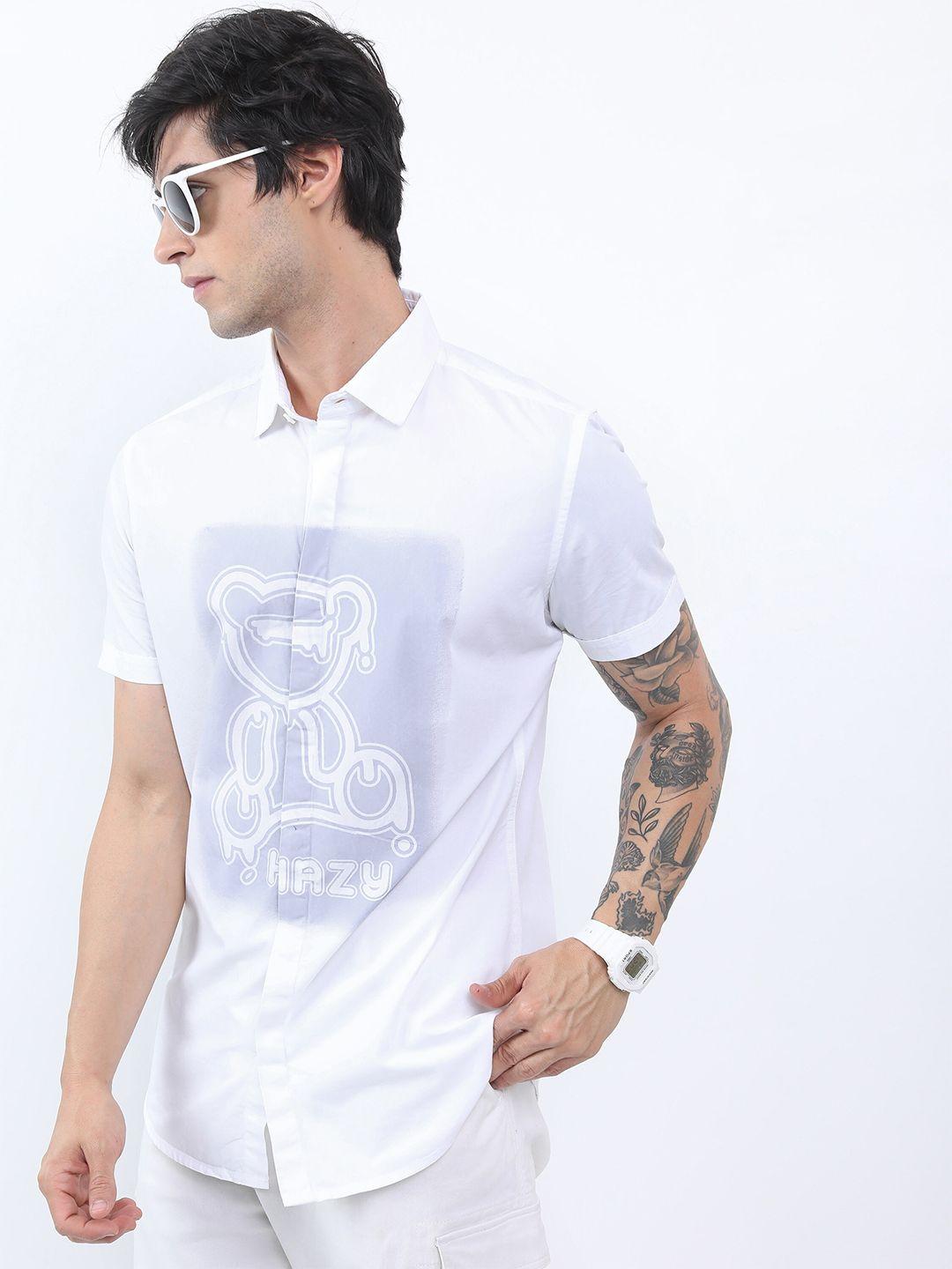 ketch graphic printed cotton slim fit casual shirt